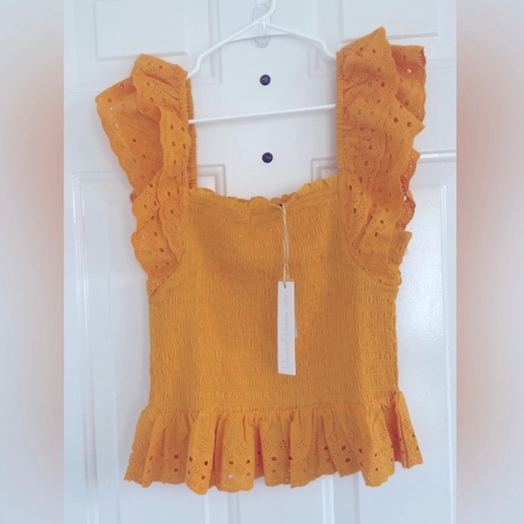 HOUSE OF HARLOW 1960 Smocked Eyelet Top Size L - Picture 4 of 5